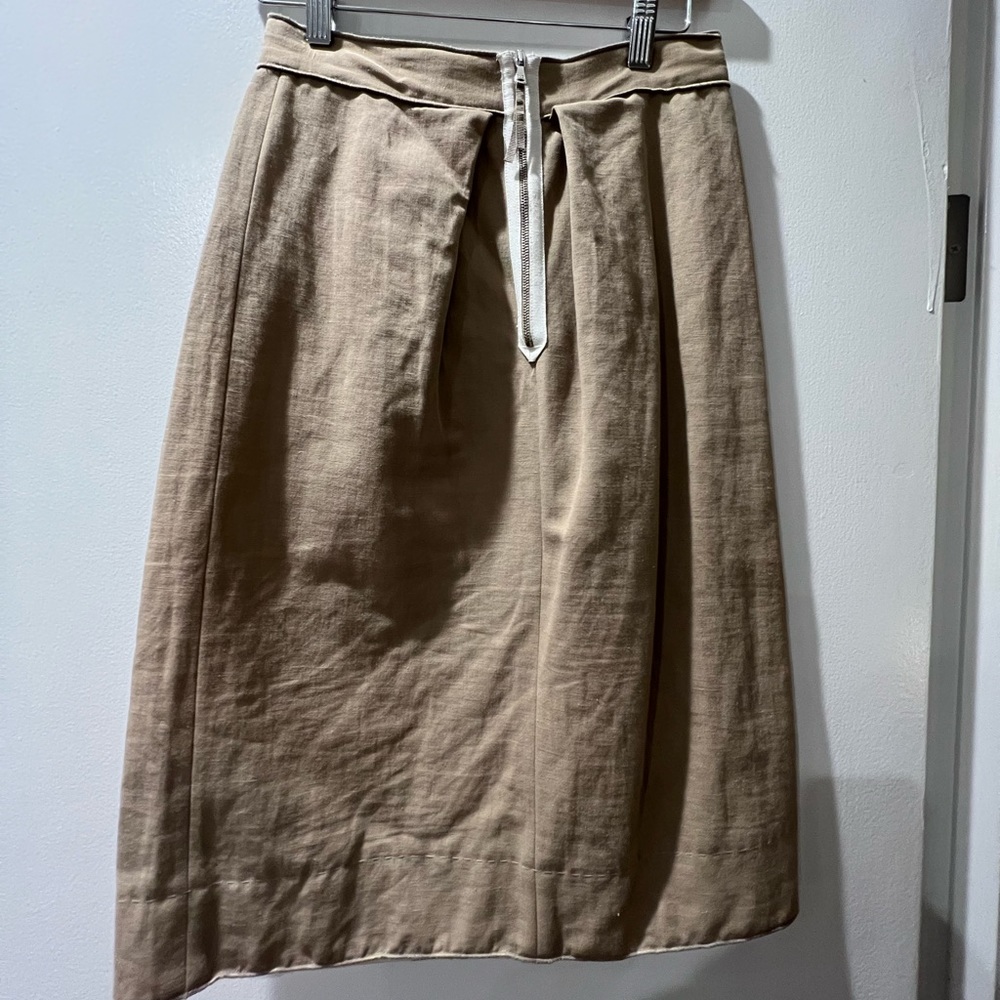 Dolce & Gabbana Skirts Dolce & Gabbana Beige Distressed Denim Mid-Length Skirt